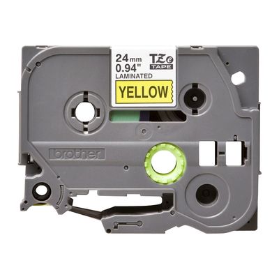 4977766686747-Brother TZe651 - Ruban d'étiquettes auto-adhésives - 1 rouleau (24 mm x 8 m) - fond jaune écrit-Avant-1