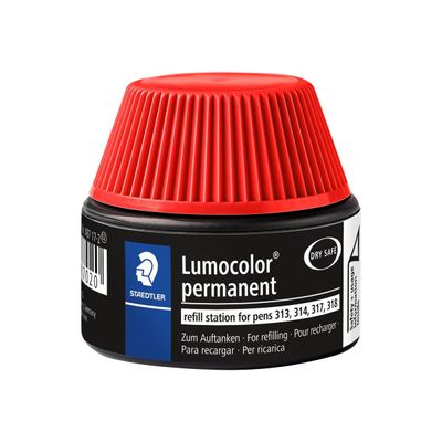 4007817487020-STAEDTLER Lumocolor - Flacon de recharge 15 ml - rouge - pour feutres permanents Lumocolor 313/314-Avant-0