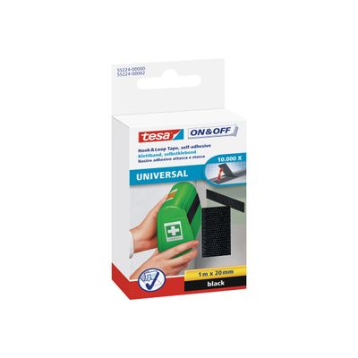 4042448859365-Tesa On & Off - Bande velcro - 1 m x 20 mm - noir-Angle gauche-0