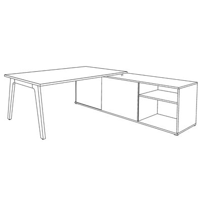 3253310163362-Bureau STEELY Manager - L180 x P100 x H72,5 cm - console retour à droite (2 tiroirs) L200 x P60 x H72,5 cm - pieds carbone - plateau imita--3