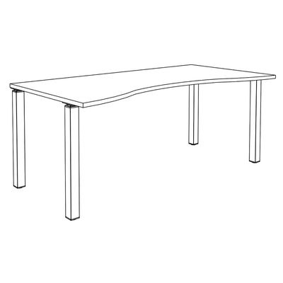 3253310165236-Bureau vague symétrique EXPRIM - L180 cm - Plateau imitation Hêtre - Pieds alu--4