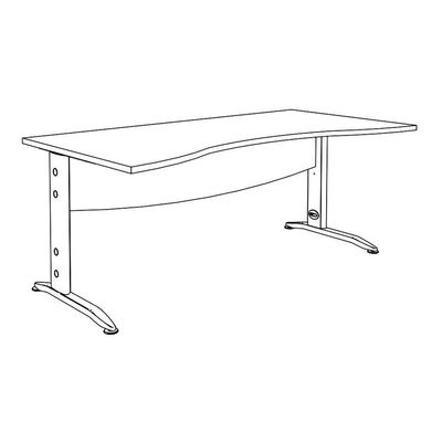3253310150591-Bureau double vague symétrique IDRA - L180 cm - Pieds anthracite - plateau Blanc perle--2