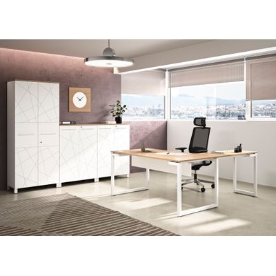 3483600215918-Bureau SUNDAY - 140 cm - Pieds cadre - Gris--1