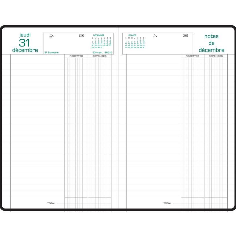 3660942007566-Agenda Carré recettes et dépenses - 1 jour par page - 13,5 x 21 cm - disponible dans différ-P_38173_5-3