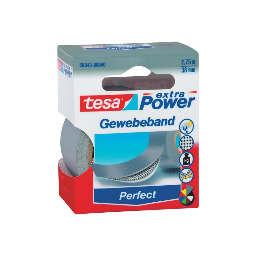 4042448044273-Tesa extra Power Perfect - Ruban adhésif en toile - 38 mm x 2.75 m - gris-P_56300_1-1