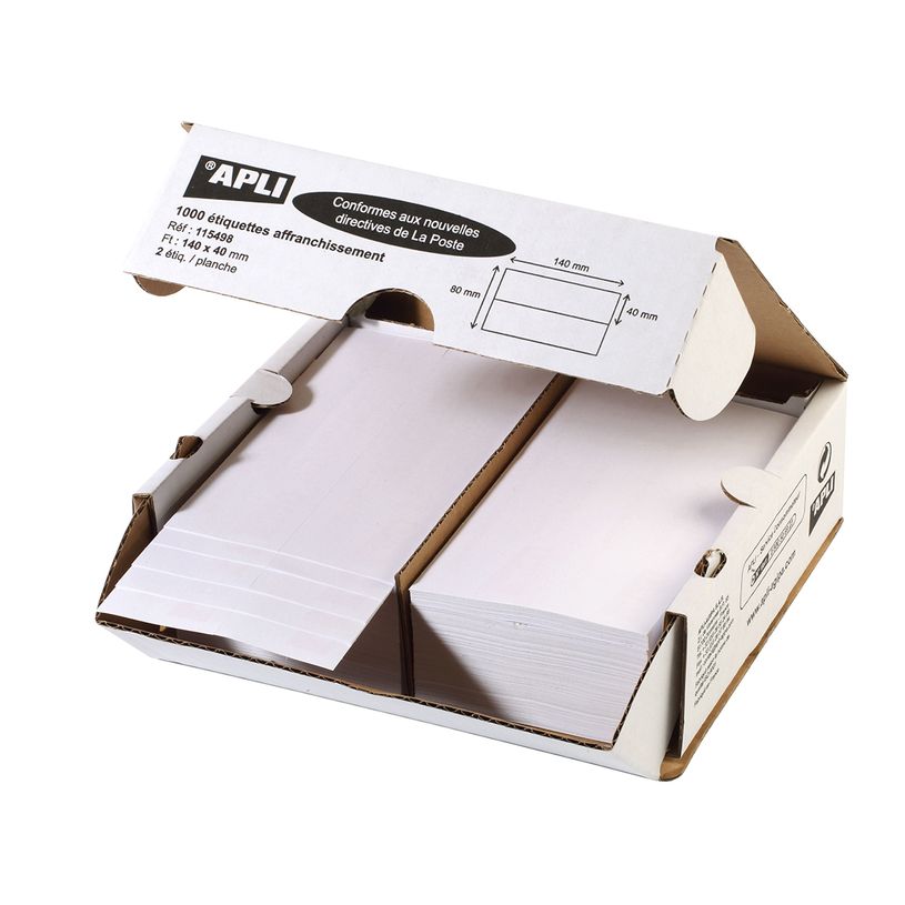3270241154986-Apli Agipa - 1000 Étiquettes affranchissement blanches - 140 x 40 mm - coins droits - réf 1-P_115498_2-0