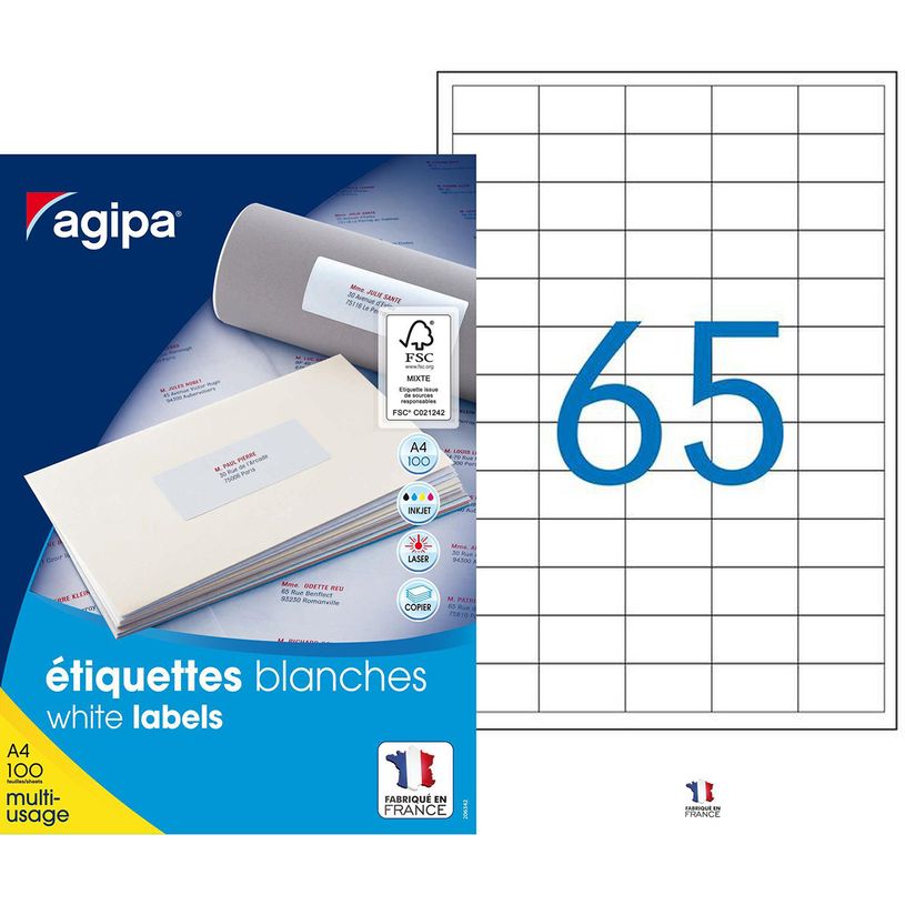 3270241189902-Apli Agipa - 6500 Étiquettes adhésives blanches multi-usages - 38 x 21,2 mm - coins droits -P_118990_1-0