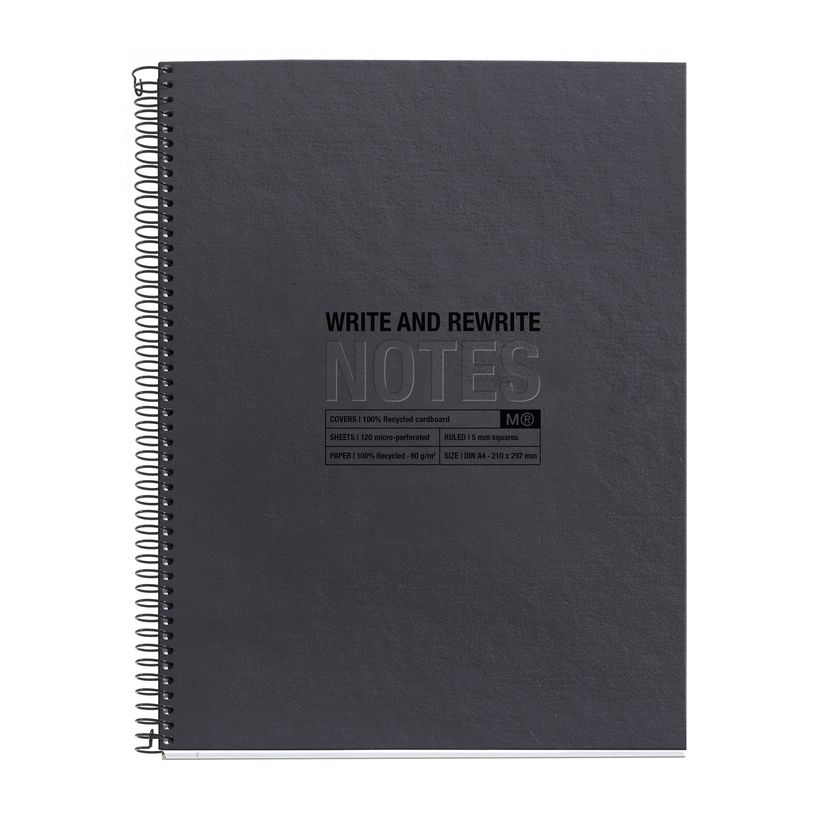 8422593060278-Notebook ECO DESIGN, Just Black, carton recyclé, A4, quadrillage 5x5 mm, 120 feuilles de 4 couleurs, M--0
