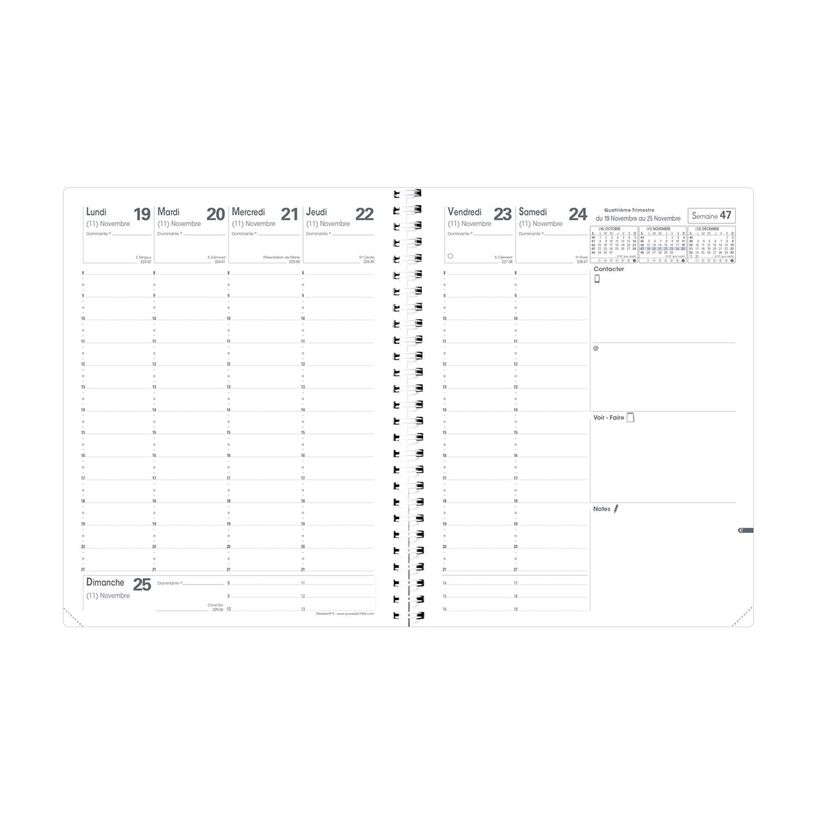 3371010331925-Agenda à spirale Club President avec répertoire - 1 semaine sur 2 pages - 21 x 27 cm - rouge - Quo Va--1