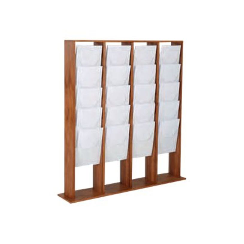 3660412028459-Promocome - Présentoir sol pour journaux - format 4 x 5A4 - bois foncé-P_400001430_1-0