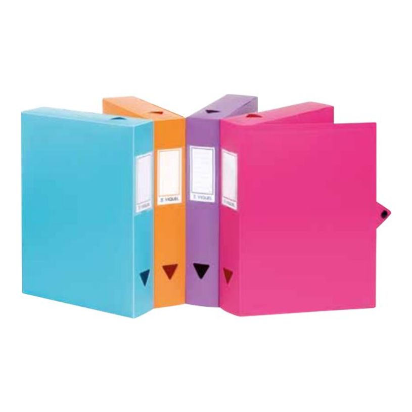 3135251143262-Viquel - Boîte de classement plastique - dos 80 mm - rose fuchsia-P_400001603_1-0