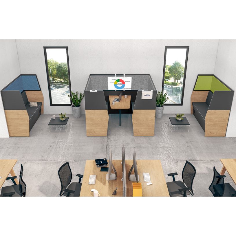 3253310170056-Banquette acoustique IN'TEAM - L170 x H 150 x P170 cm - 3 places - structure chêne gris et -P_400001901_4-3