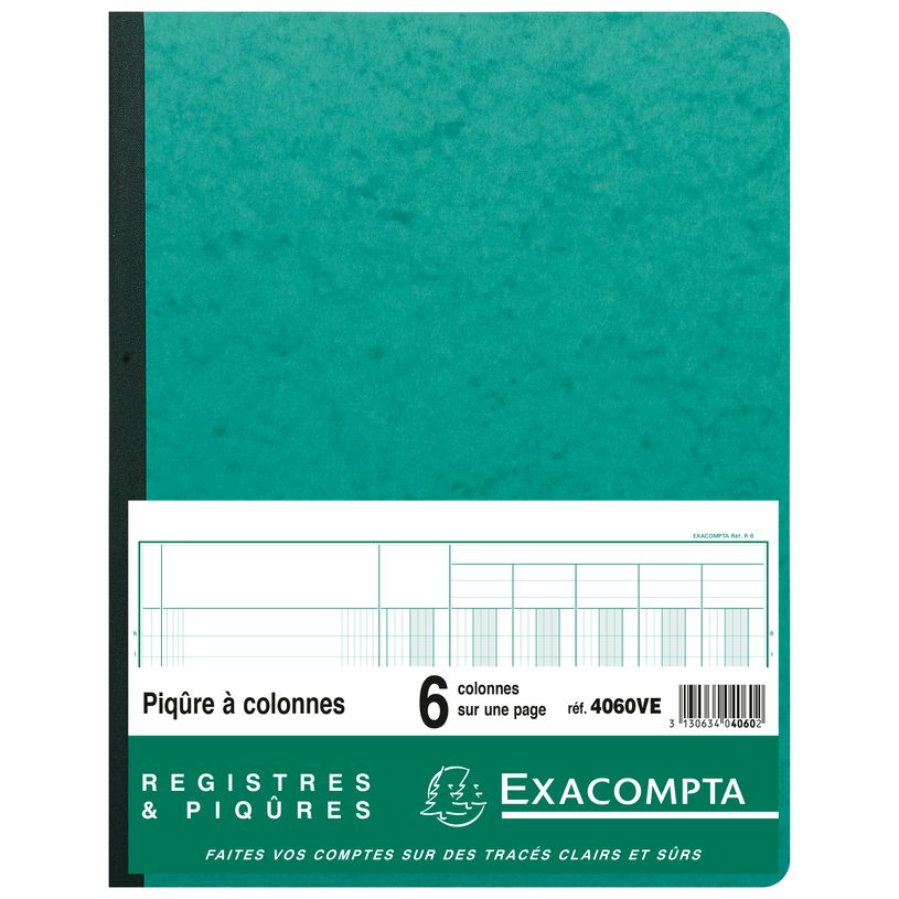 3130634040602-Exacompta - Piqûre comptable - 6 colonnes par page - 32 x 25 cm - 80 pages - vert-P_400005464_1-0