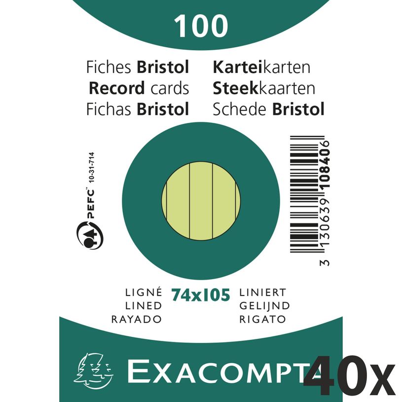 3130638108407-Exacompta - 40 Packs de 100 Fiches Bristol - A7 - lignées - non perforées - vert-P_400005621_1-0