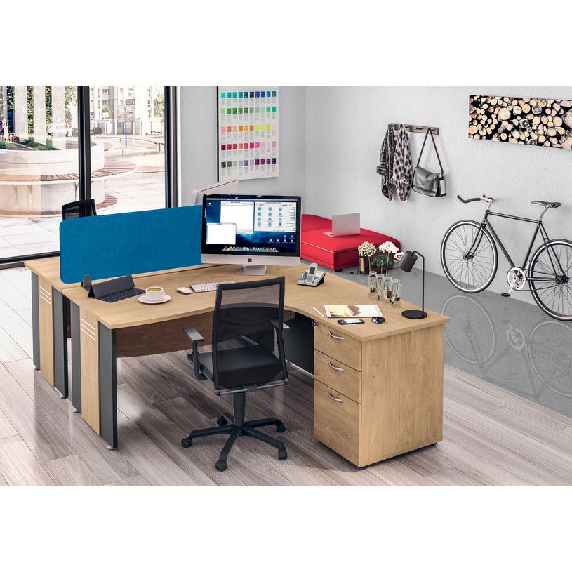 3253310175471-Bureau compact à droite DUAL - L180 cm - Pieds blanc - plateau imitation Hêtre (Pieds de renfort ou caisson bout de bureau obligat-P_400009082_3-1