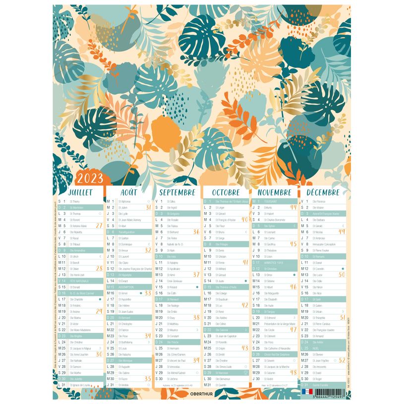 3664447125480-Oberthur Poster or - Calendrier 6 mois par face - 21 x 27 cm-P_400009343_2-1