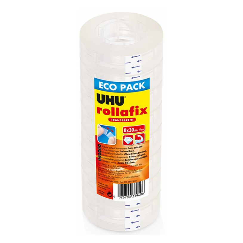 4026700339406-UHU Rollafix - Pack de 8 rubans adhésifs transparents - 19 mm x 30 m-P_400010333_1-0