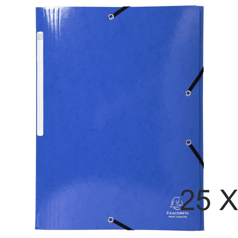 3130632558321-Exacompta Iderama - 25 Chemises à rabats maxi capacity - bleu foncé (gaufrées pellicul