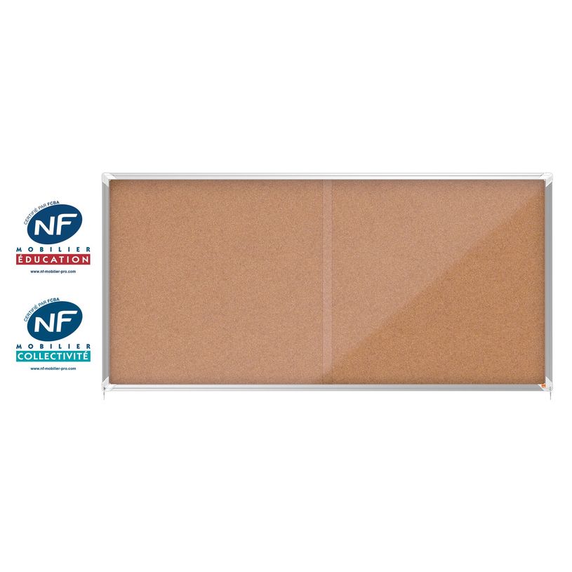 5028252611558-Nobo - Vitrine d'affichage - 27 feuilles A4 - surface liege - porte coulissante - 199,7 x 96,7 x 6,3 cm--0