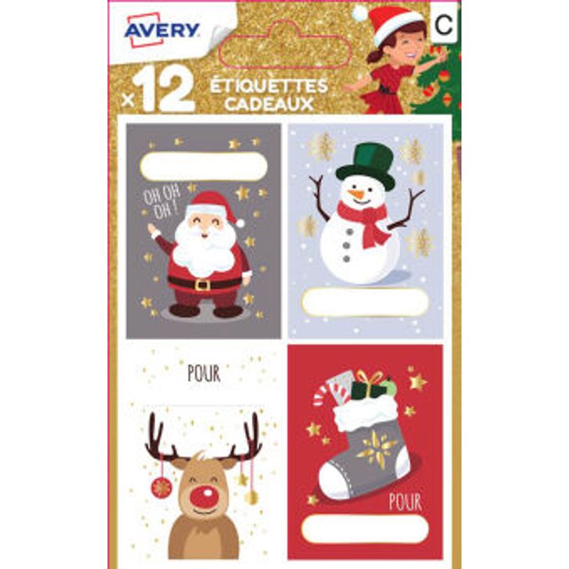 5014702140907-Avery - 12 Étiquettes cadeau - sapins-P_400014281_1-0