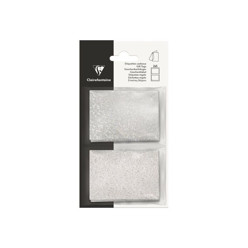 3329686170720-Clairefontaine - 10 Étiquettes cadeau - paillettes blanches/holographique - 8 x 16 cm-P_405110254_2-1