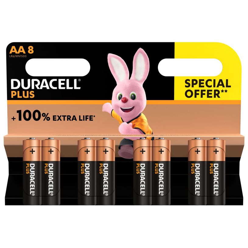 5000394141445-DURACELL 100% Plus offre spéciale - 8 piles alcalines - AA LR06 -P_405111167_1-0