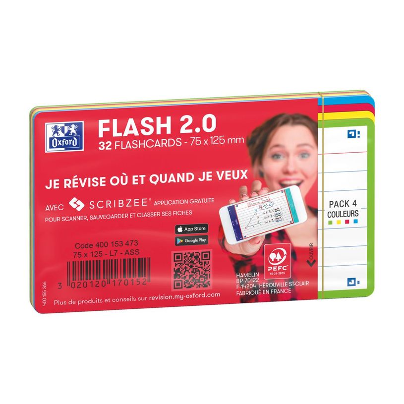 3020120170152-Oxford FLASH 2.0 Starter Pack - Pack de 32 cartes - A7 - ligné - couleurs assorties-P_405113942_2-0