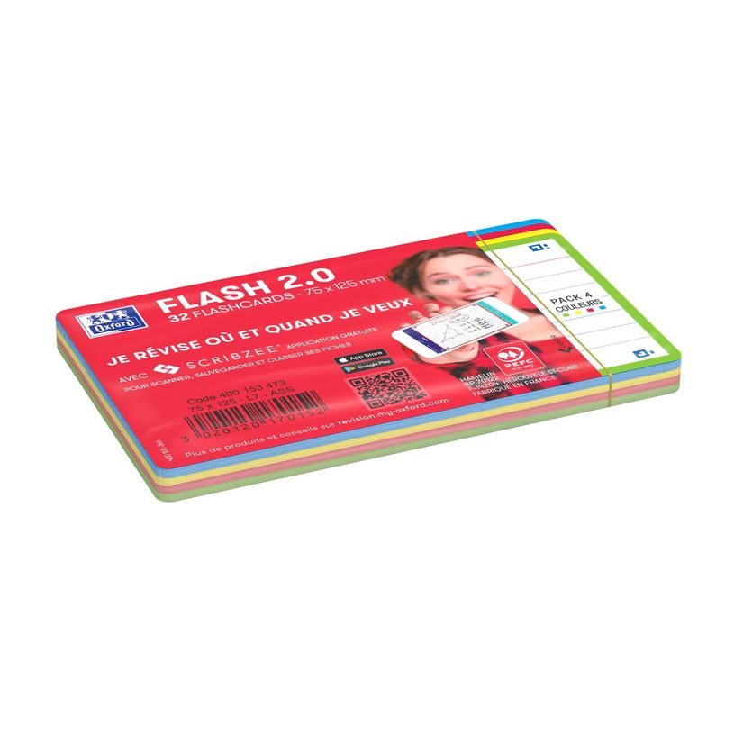3020120170152-Oxford FLASH 2.0 Starter Pack - Pack de 32 cartes - A7 - ligné - couleurs assorties-P_405113942_3-1