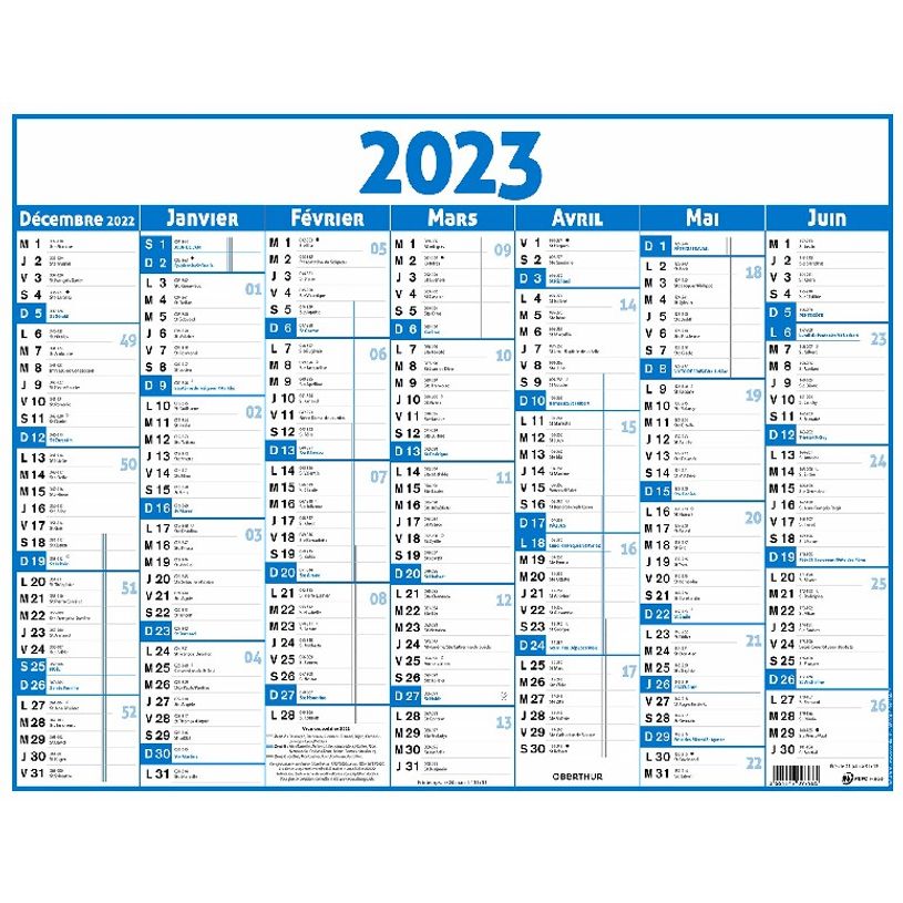 3664447135953-Oberthur Classique - Calendrier 7 mois par face - 43 x 55 cm - bleu-P_405120438_1-0