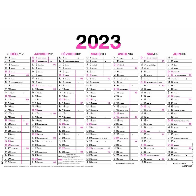 3664447125404-Oberthur Fluo - Calendrier 7 mois par face - 21 x 26,5 cm - rose-P_405120442_1-0