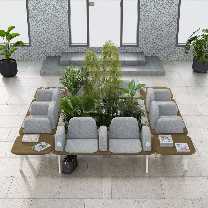 3253310179530-Banquette ILO - 4 places L172xP114cm -  carbone - structure chêne clair - tissu gris chin-P_405134632_2-1