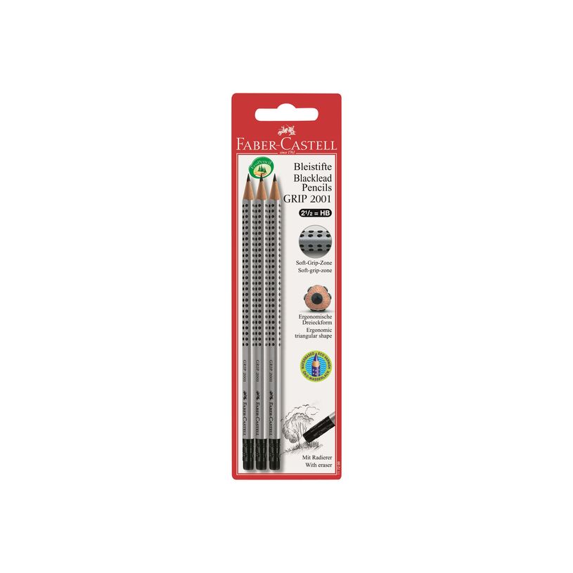 4005401172987-Faber-Castell Grip 2001 - Blister de 3 crayons à papier bout gomme - HB-P_405145765_1-0