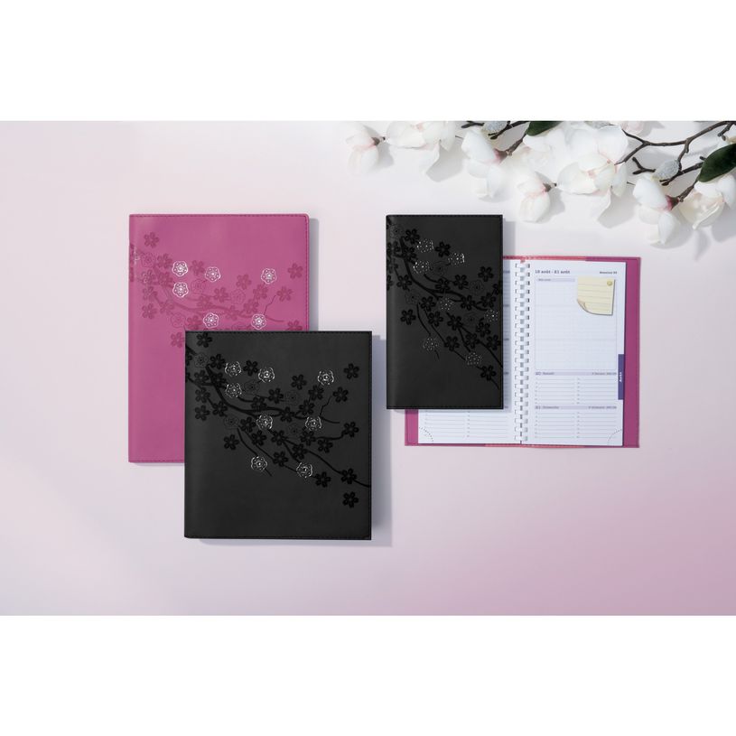 3660942079181-Agenda Sakura Lady 20 - 1 semaine sur 2 pages - 15 x 21 cm - noir - Exacompta-P_405147241_1-0