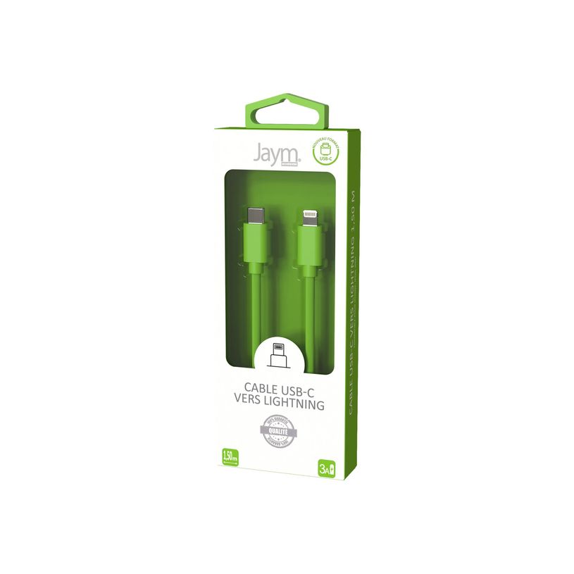 3701263514804-JAYM POP Collection - Câcle USB-C vers Lightning - 1.5 m - vert-P_405148082_1-2