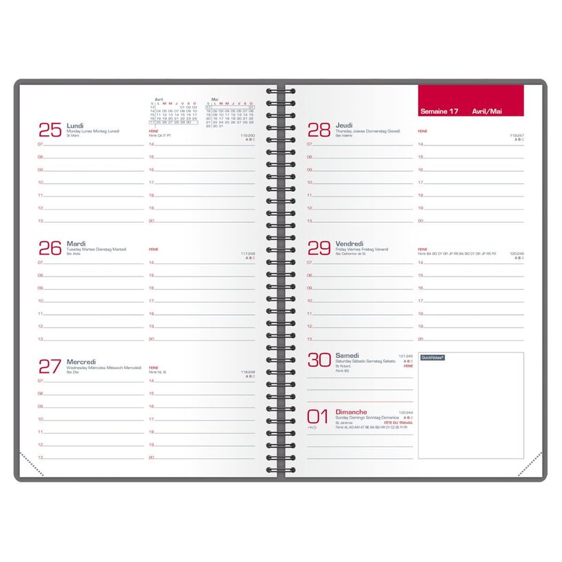 3147280261343-Agenda spiralé à élastique My Fab - 1 semaine sur 2 pages - 10 x 15 cm - rose - Oxford--1
