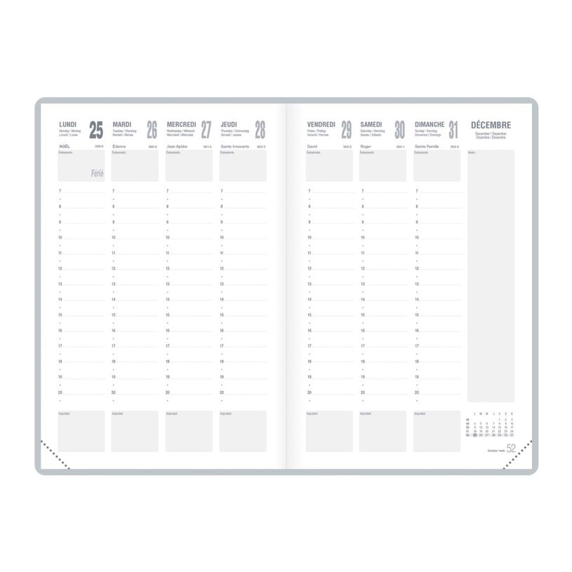 3147280266690-Agenda de poche Classique - 1 semaine sur 2 pages - 10 x 15 cm - noir - Lecas--1