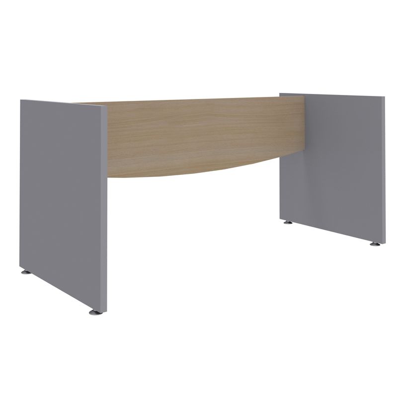 3253310425897-Bureau droit DUAL - L160 - Pieds blanc - plateau imitation noyer-P_405152156_4-3