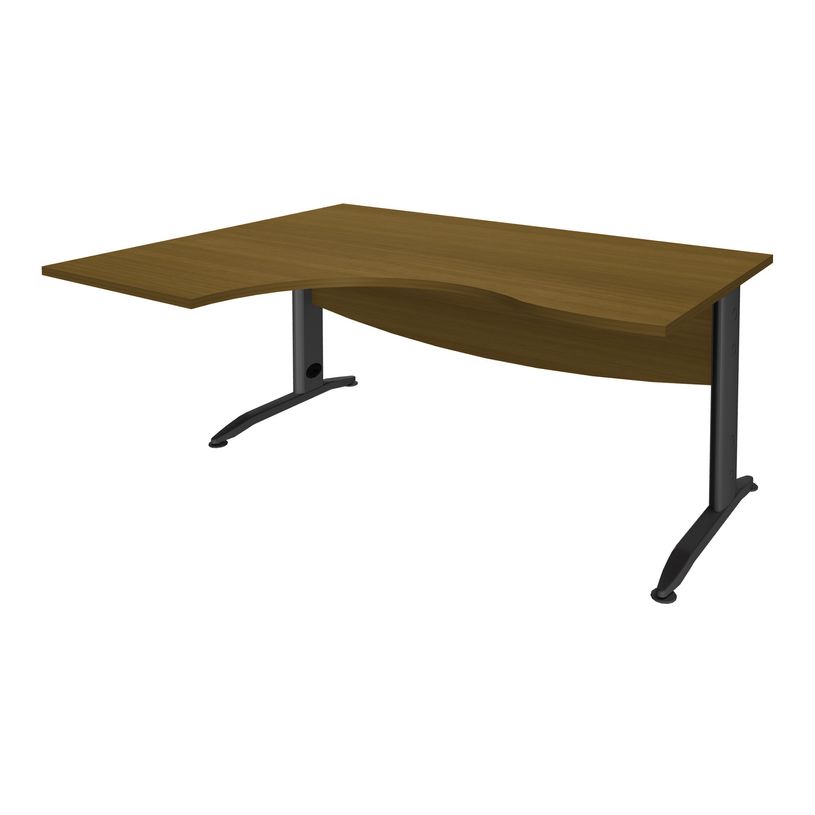 3253310478633-Bureau compact à gauche IDRA - L160 cm - Pied anthracite - plateau imitation noyer (Pieds de renfort obligat-P_405152435_1-0