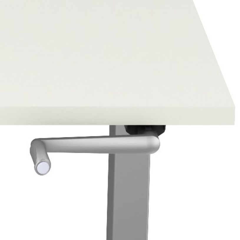 3617350004618-Bureau AXEL assis/debout - réglage par manivelle - L140 x P80 cm - plateau blanc - pieds -P_405153329_2-1