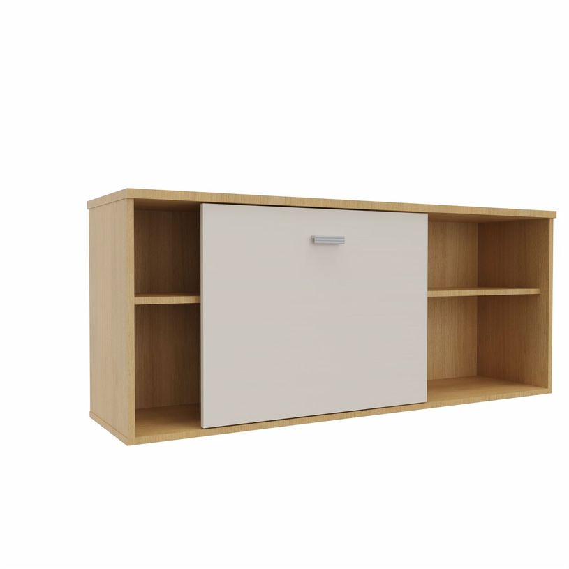 3617350000986-Crédence MOKA - L160 x P43 x H68 cm - avec porte coulissante - imitation chêne clair-P_405153615_1-0