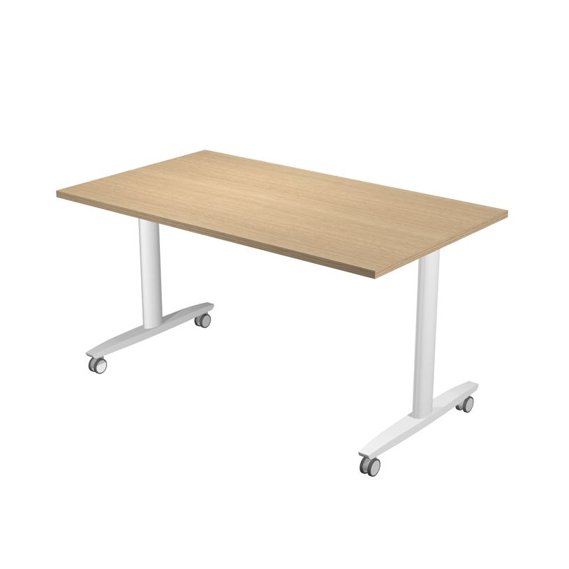 7331920003639-Table de réunion TAXI - Mobile et pliable - L140 x P80 x H37 cm - pieds métal blancs - p-P_405154167_1-0