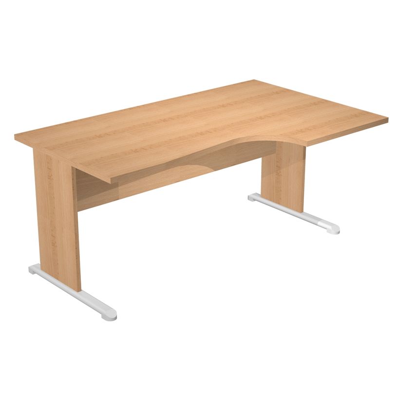 7331920000874-Bureau compact Trend - L160 cm - retour à droite - pieds bois - plateau imitation hêtre - (pied de renfort obligat-P_405165627_1-0