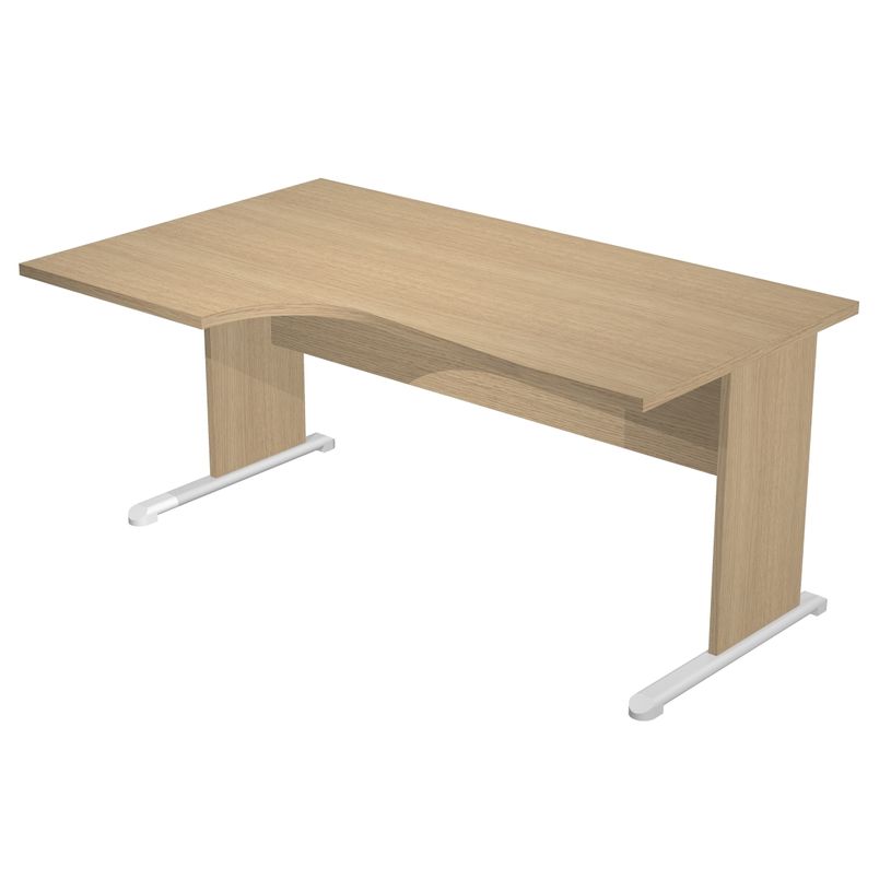 7331920000973-Bureau compact Trend - L160 cm - retour à gauche - pieds bois - plateau imitation chêne - (pied de renfort obligat-P_405165637_1-0