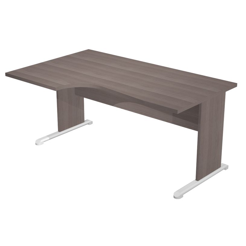 7331920000980-Bureau compact Trend - L160 cm - retour à gauche - pieds bois - plateau imitation frêne toscan - (pied de renfort obligat-P_405165638_1-0