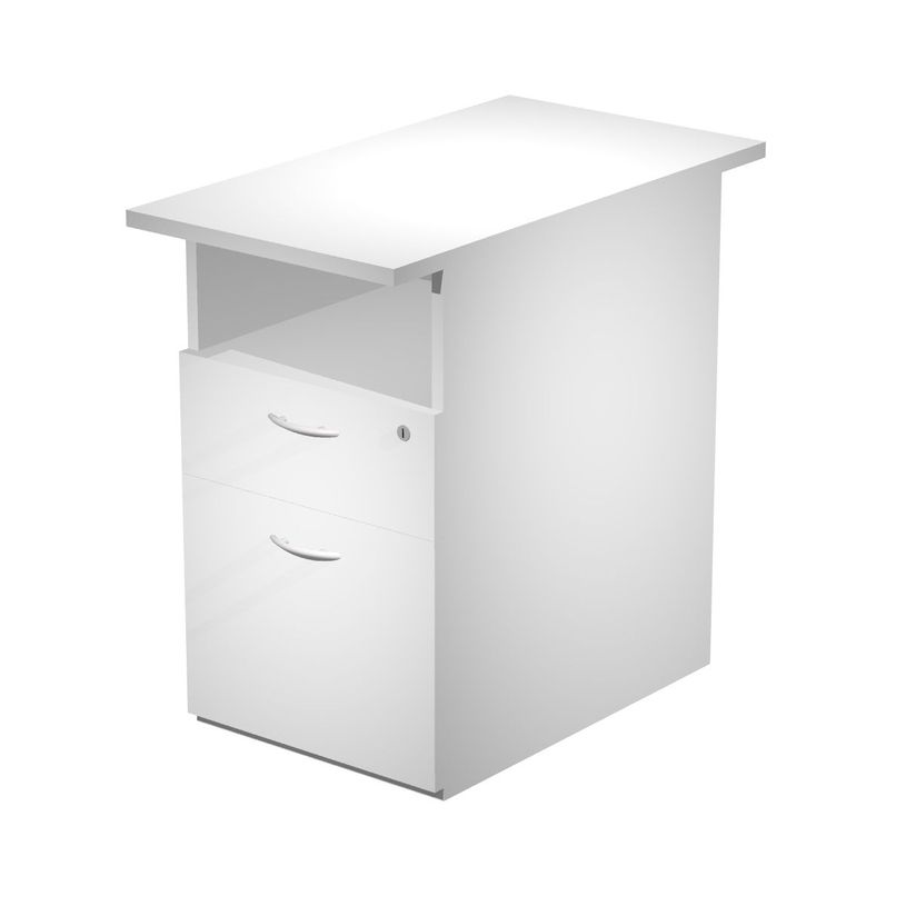 7331910006435-Caisson hauteur bureau Trend - L43xP80xH72 cm - 2 tiroirs dont 1 DS + 1 niche - blanc-P_405165785_1-0