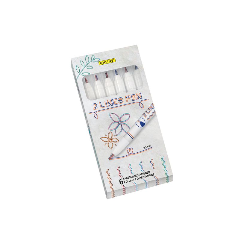 4014421186171-ONLINE - Stylo 2 lignes - 6 feutres fins - 0.5 mm -P_405185039_1-4
