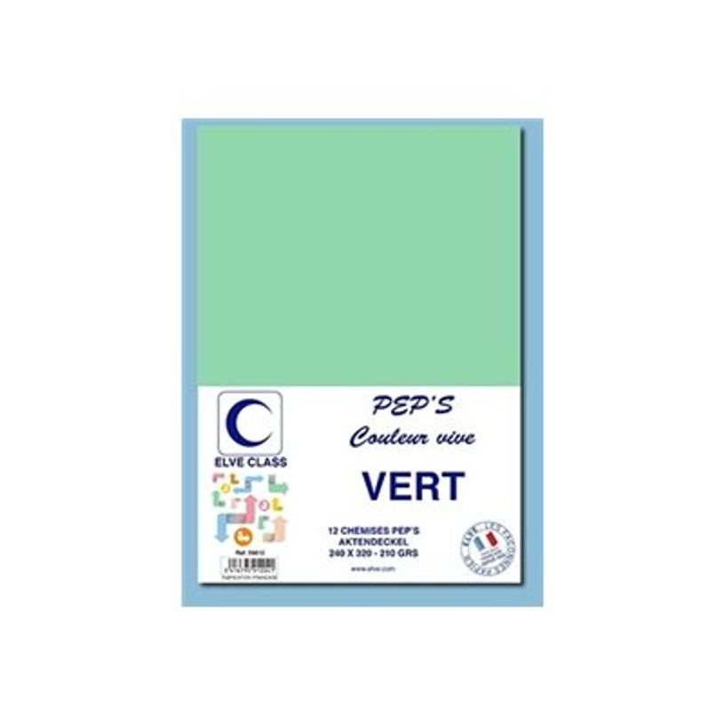 3416795912041-Elve Class Pep's - 12 chemises - 210 gr - 240 x 320 mm - vert-P_405185644_1-0