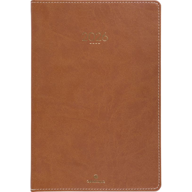 3664447207292-Agenda Eton - 1 semaine sur 2 pages - 17 x 24,5 cm - marron - Oberthur--0