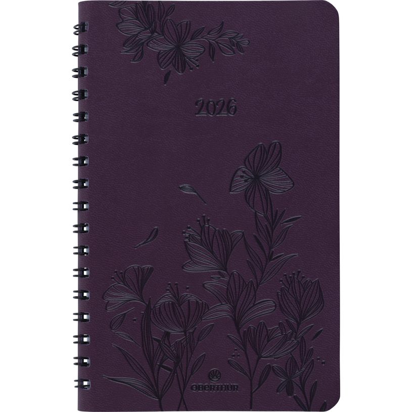3664447205045-Agenda de poche spiralé Primrose - 1 semaine sur 2 pages - 10 x 15 cm - lilas - Oberthur--0