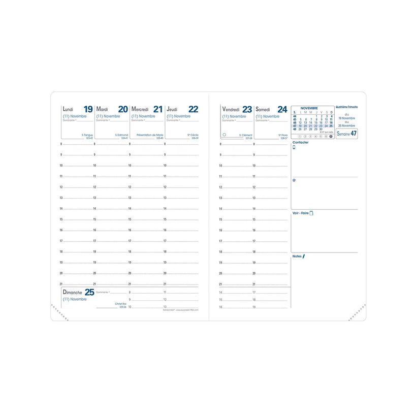 3371010513130-Quo Vadis Club Trip - Agenda - 2025 - semainier - mini - 90 x 125 mm - portrait - papier blanc - couleur unique - couverture bleu ci--1